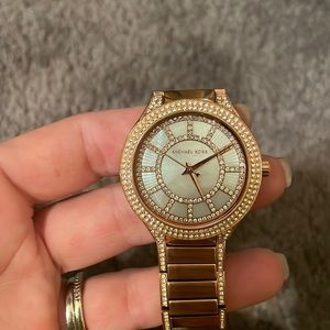 MICHAEL KORS Kerry Rose Gold Mother of Pearl Glitz Watch MK3313